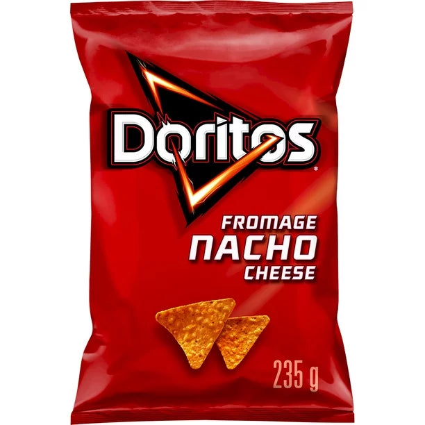 3X Doritos Nacho Cheese flavoured tortilla chips, 235g - From Canada