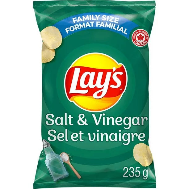 3X Lay's Salt & Vinegar flavoured potato chips, 235g - From Canada