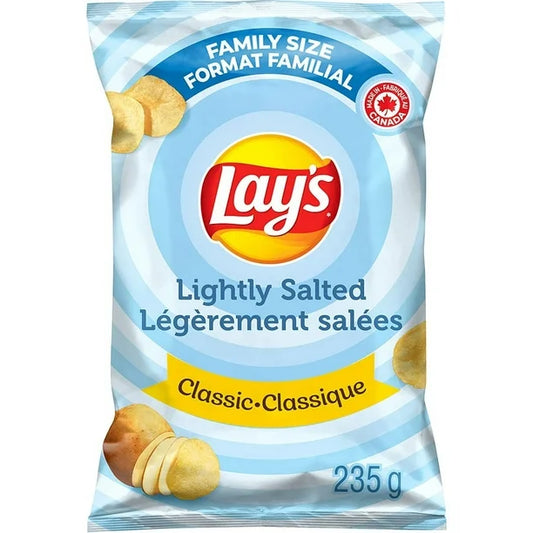 3X Lay's Lightly Salted potato chips, 235g- From Canada