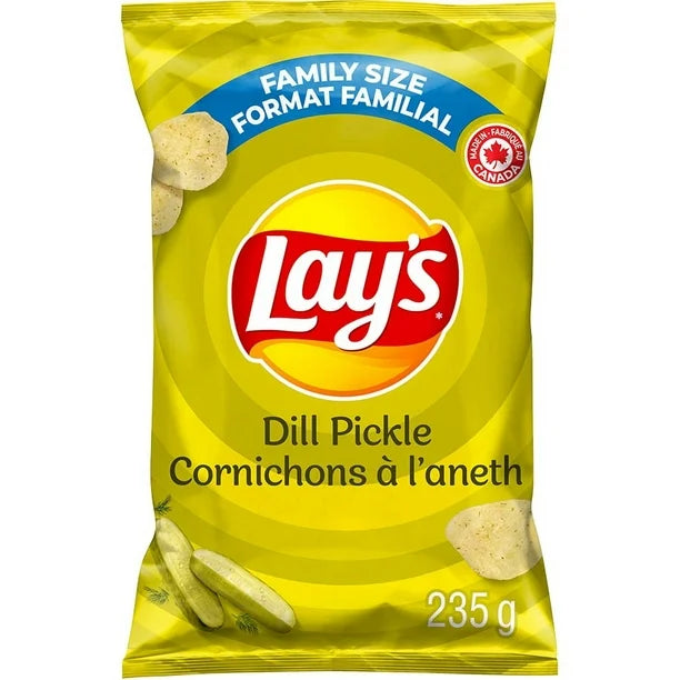 3X Lay's Dill Pickle flavoured potato chips, 235g - From Canada