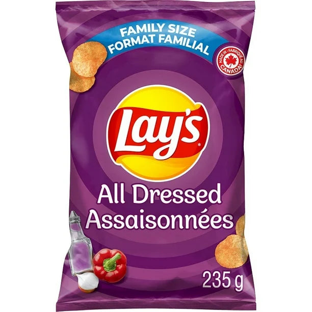 3X Lay's Potato Chips All Dressed, 235g - From Canada