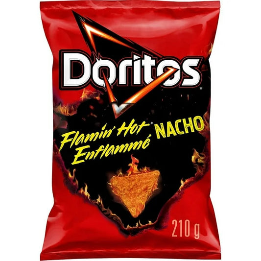 3X Doritos Flamin' Hot Nacho flavoured tortilla chips, 210g- From Canada