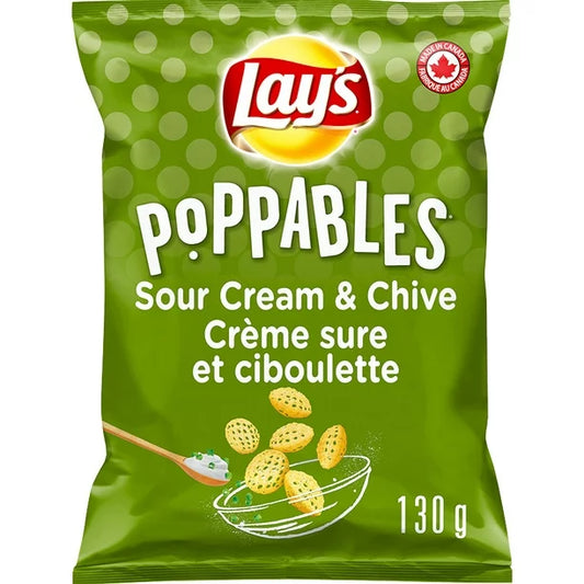 3X Lay’s Poppables Sour Cream & Chive Flavoured Potato Snacks, 130g- From Canada