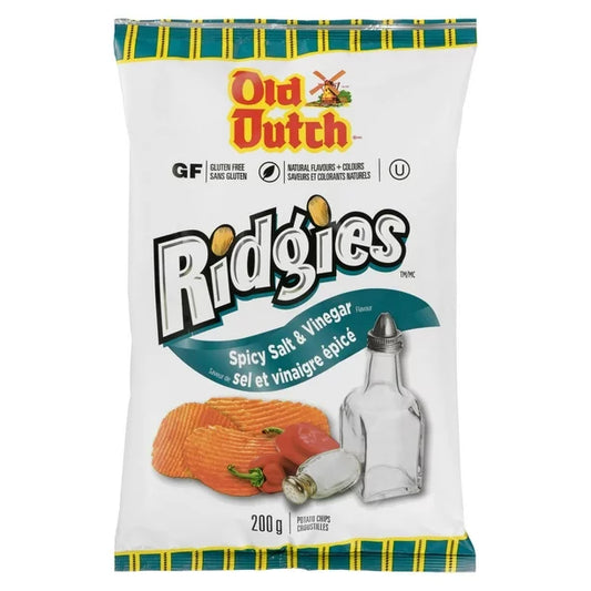 2X Old Dutch Ridgies Spicy Salt & Vinegar Potato Chips, 200G- From Canada