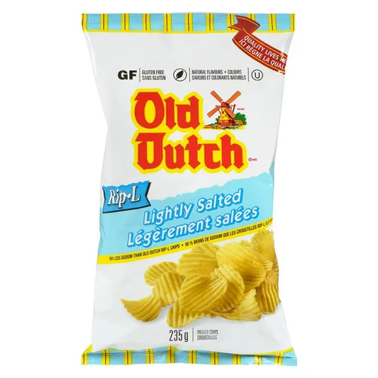 2X Old Dutch Rip-L Lightly Salted Potato Chips, 235G - From Canada