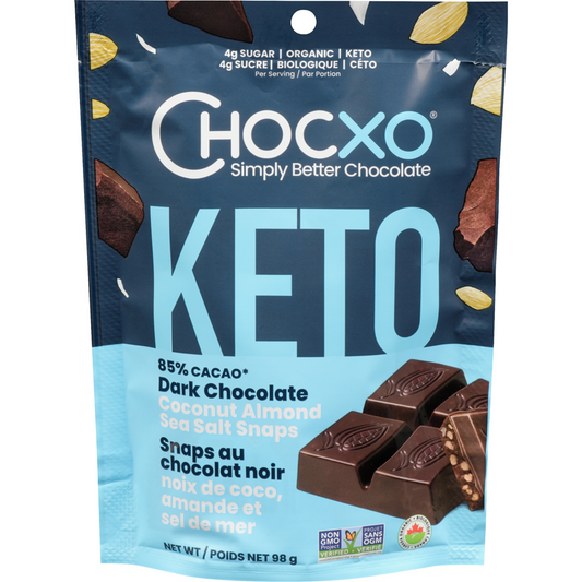 1 x Chocxo 85% Cacao Almond Chocolate Seasalt 98g Each Canada