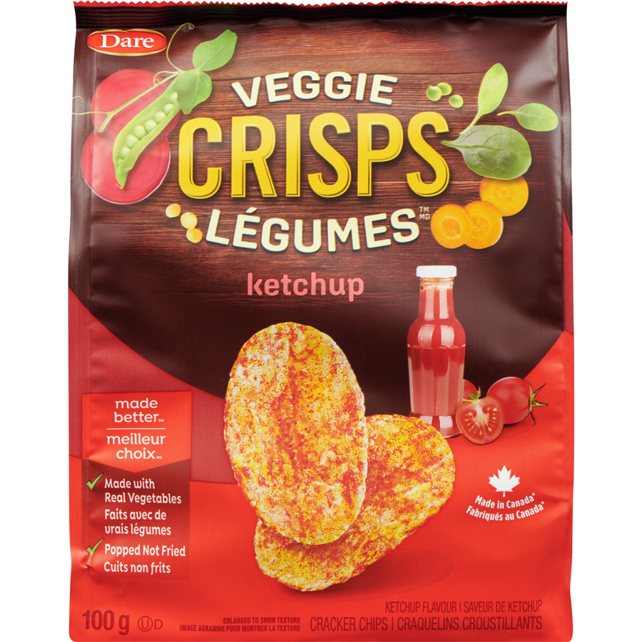 3X Dare Veggie Crisps Ketchup 100 g / 3.5 oz each- Canada FRESH