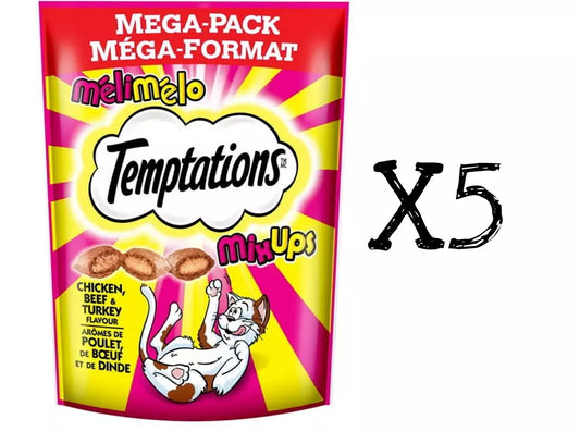 5X WHISKAS Temptations Cat Treats Mix-Ups Chicken, Beef & Turkey 180g Canadian