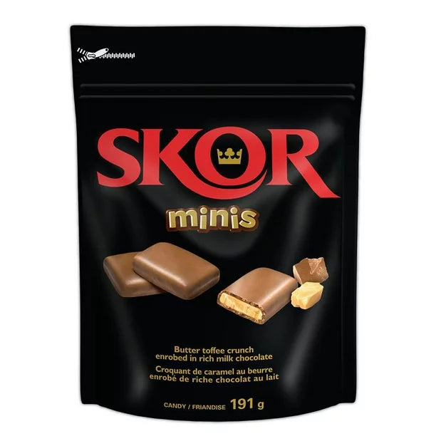 5X SKOR Chocolate Candy Bars with Buttered Toffee, Minis, 191g Each