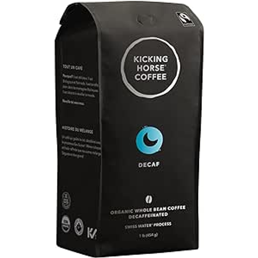 Kicking Horse Coffee Decaf Dark Roast Whole Bean Organic, Fairtrade, Kosher 1LB