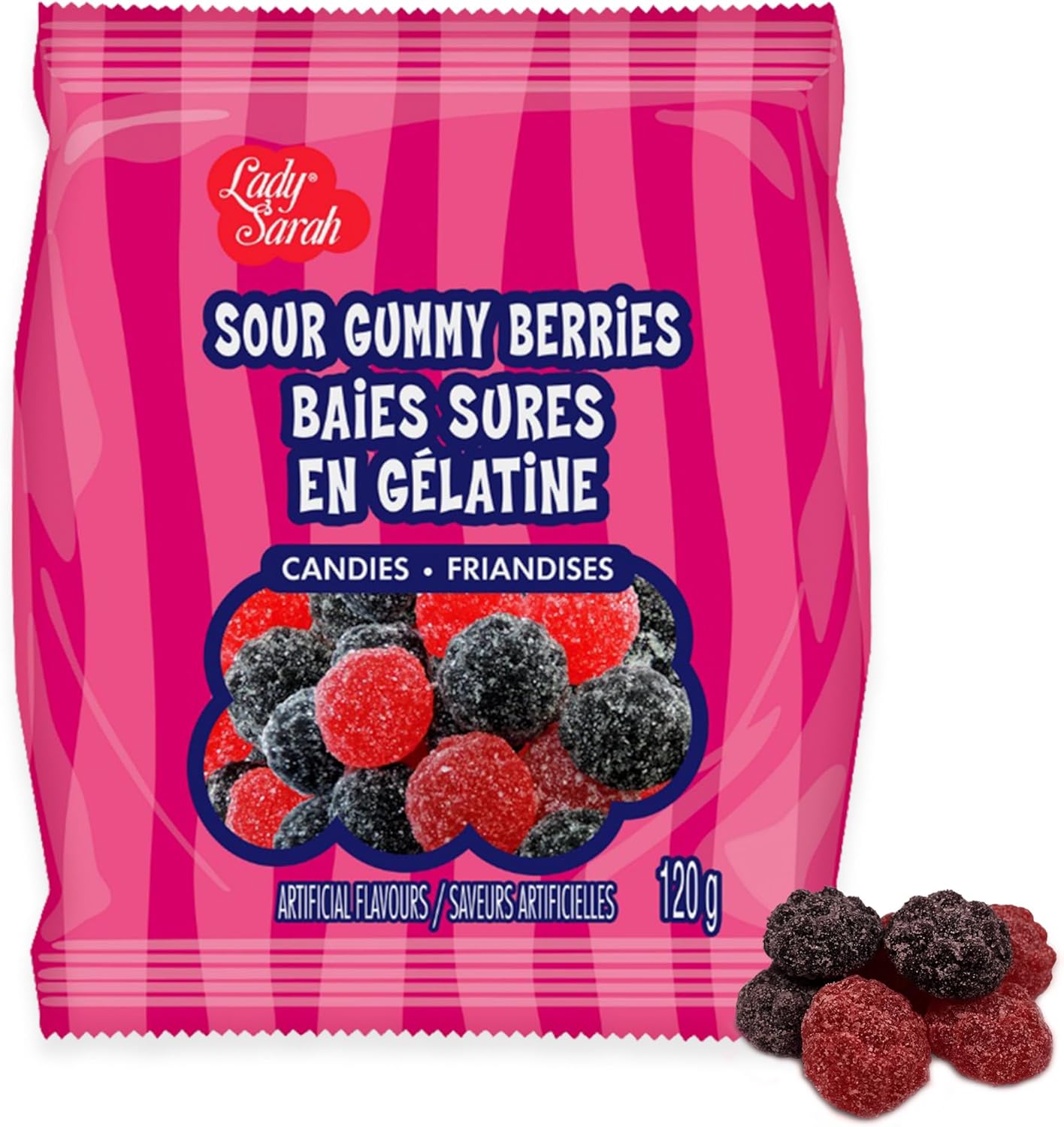 Lady Sarah Sour Gummy Berries Candy 4oz Bag