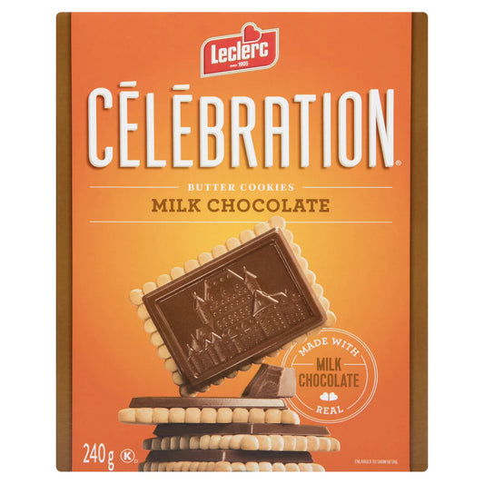 3 Boxes Leclerc Celebration Butter Cookies Milk Chocolate 240g Each-Canada FRESH