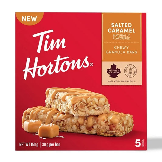 6 X Tim Hortons Salted Caramel Chewy Granola Bars 5 Count Each- FRESH - Canada