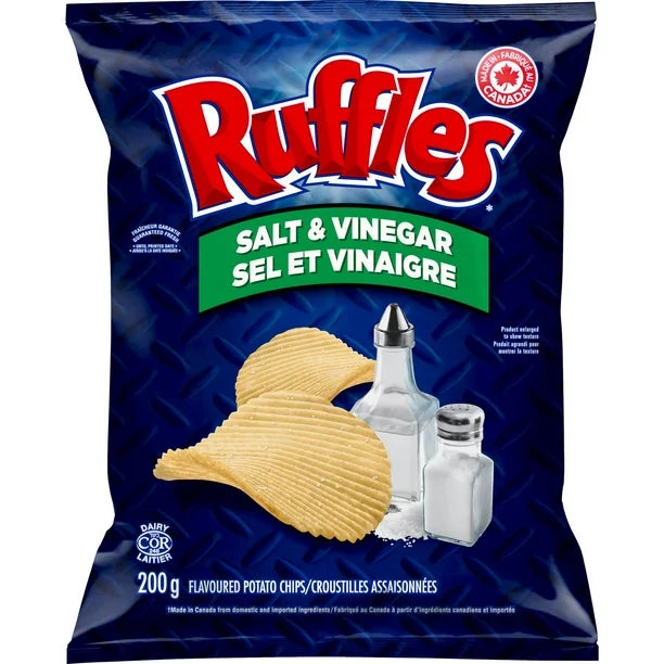 6 Bags Ruffles Salt & Vinegar Chips Size 190g From Canada - FRESH & DELICIOUS!