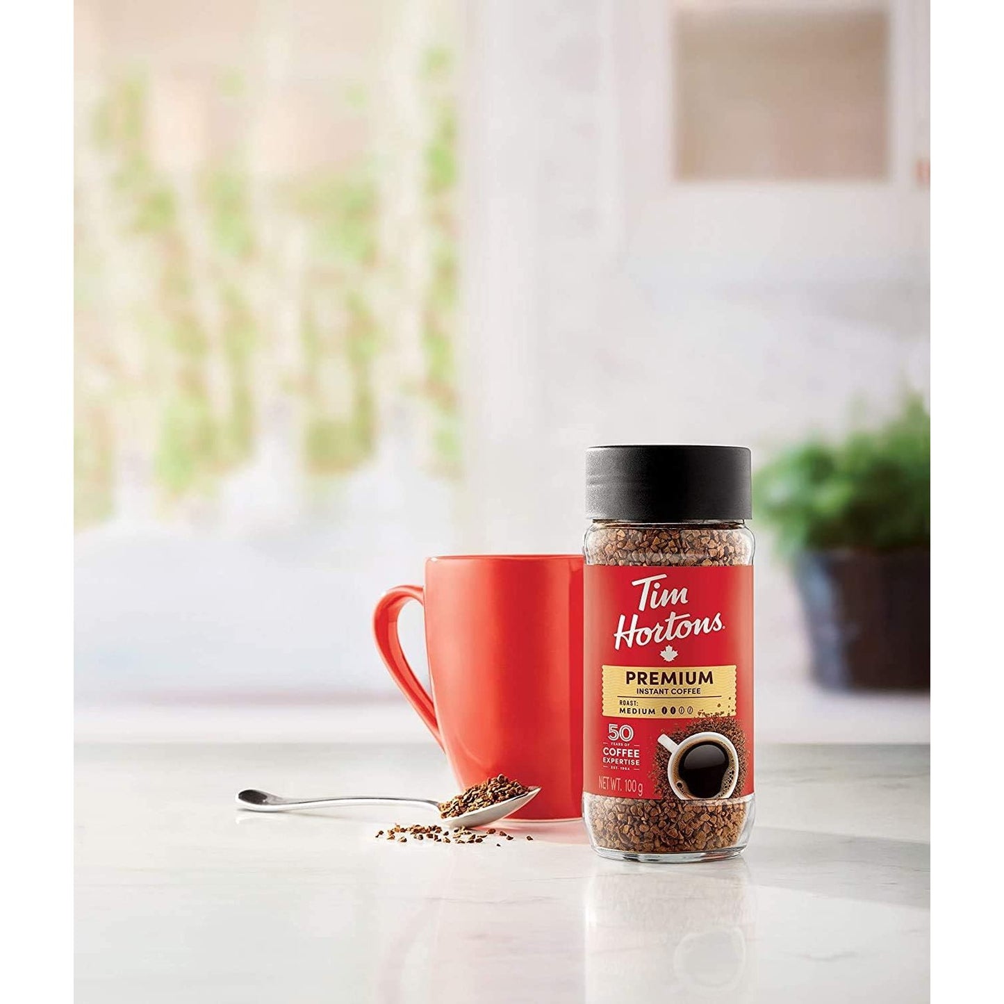 Tim Hortons Medium Roast Instant Coffee 100% Colombian 100g Jar - From Canada