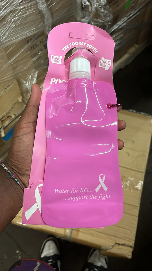 Foldable Water Bottles - Breast Cancer Pink