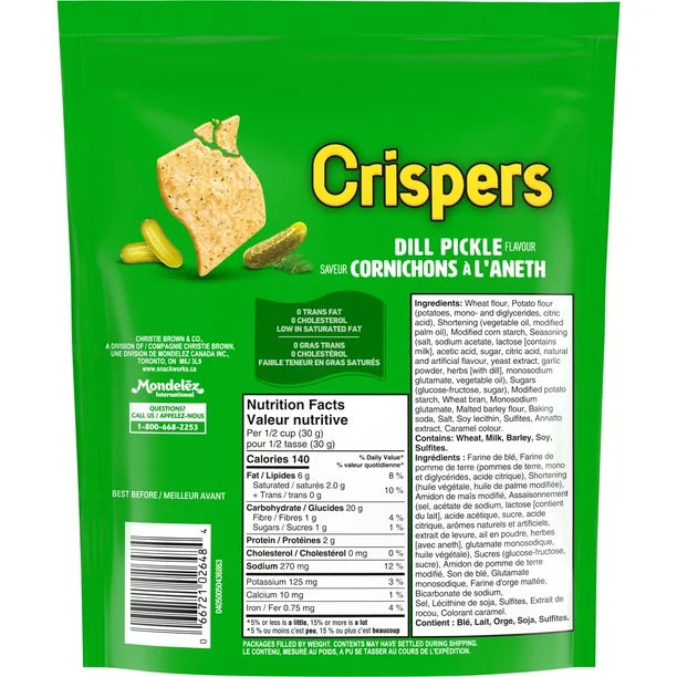 8X Christie Crispers Dill Pickle Crackers 145g Intense Baked Snack From Canada