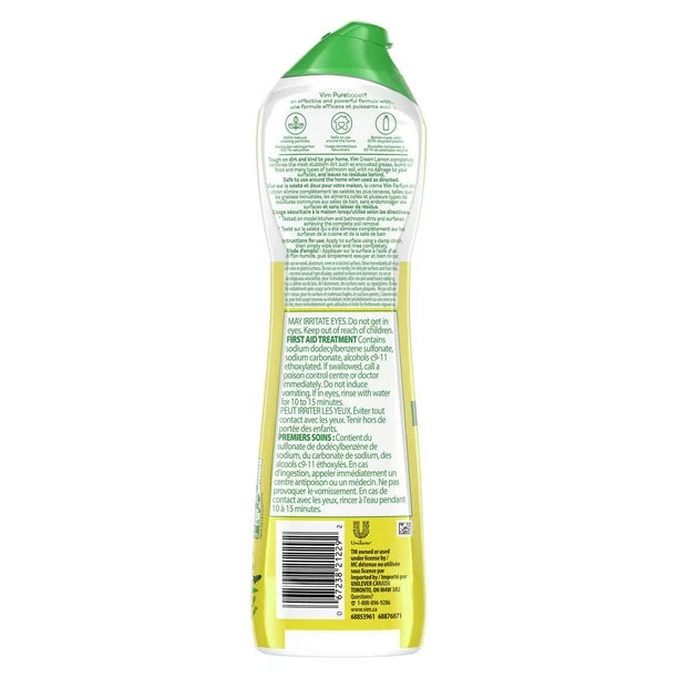 1 Vim PureBoost Lemon Scent Cream Cleaner 500ml Dirt Remover From Canada