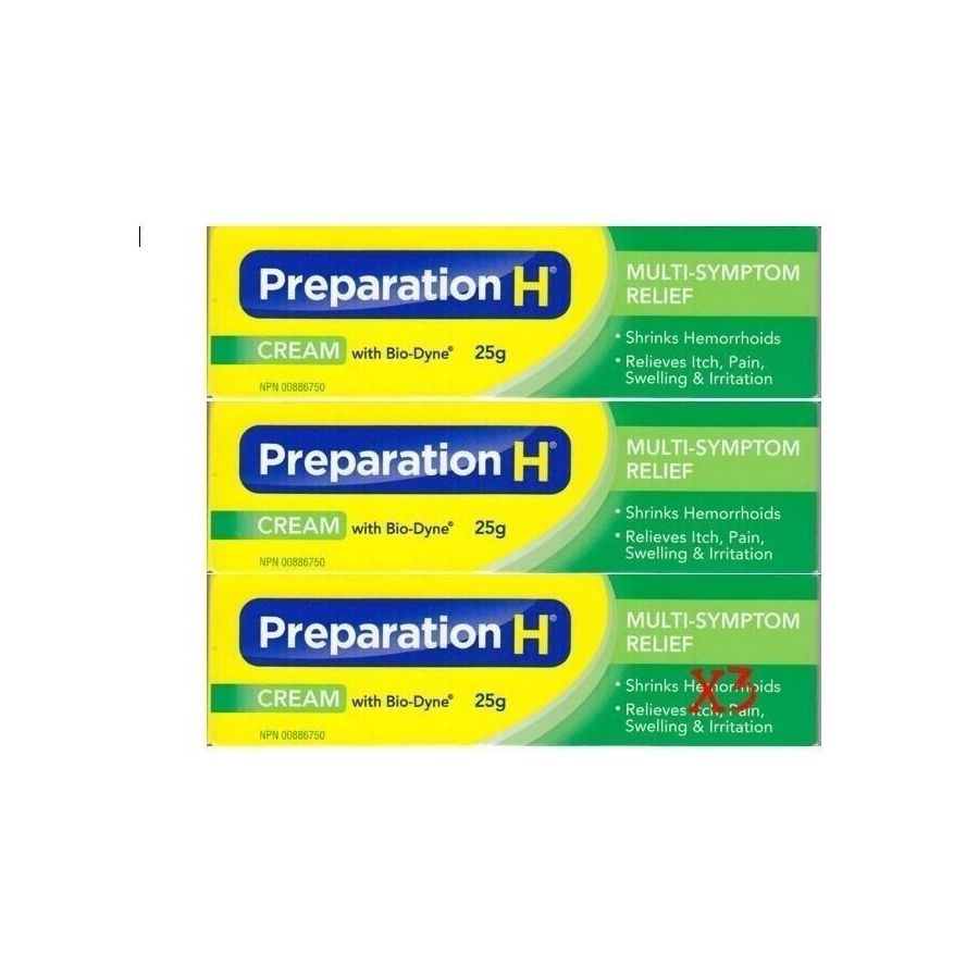 3x Canadian Preparation H Cream With Bio-Dyne Multi Symptom Relief 25g Canada