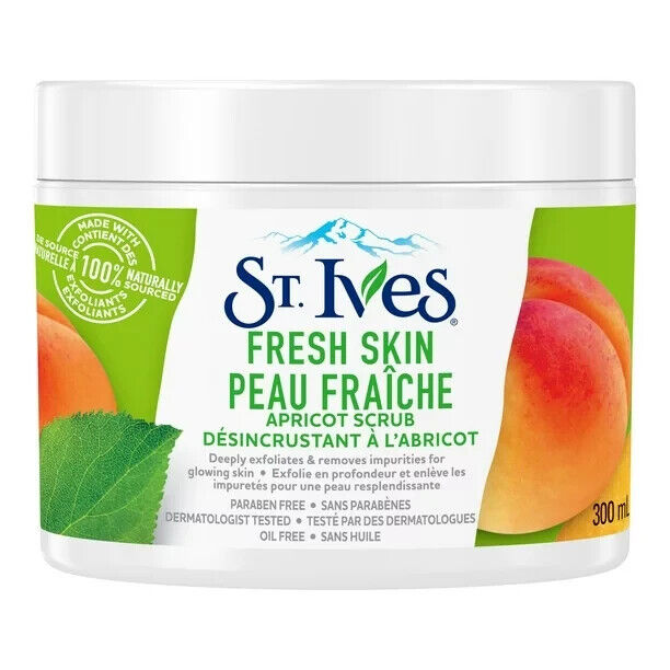 4x St. Ives Fresh Skin Exfoliating Apricot Scrub Paraben-Free 10oz 300ml Jar Tub