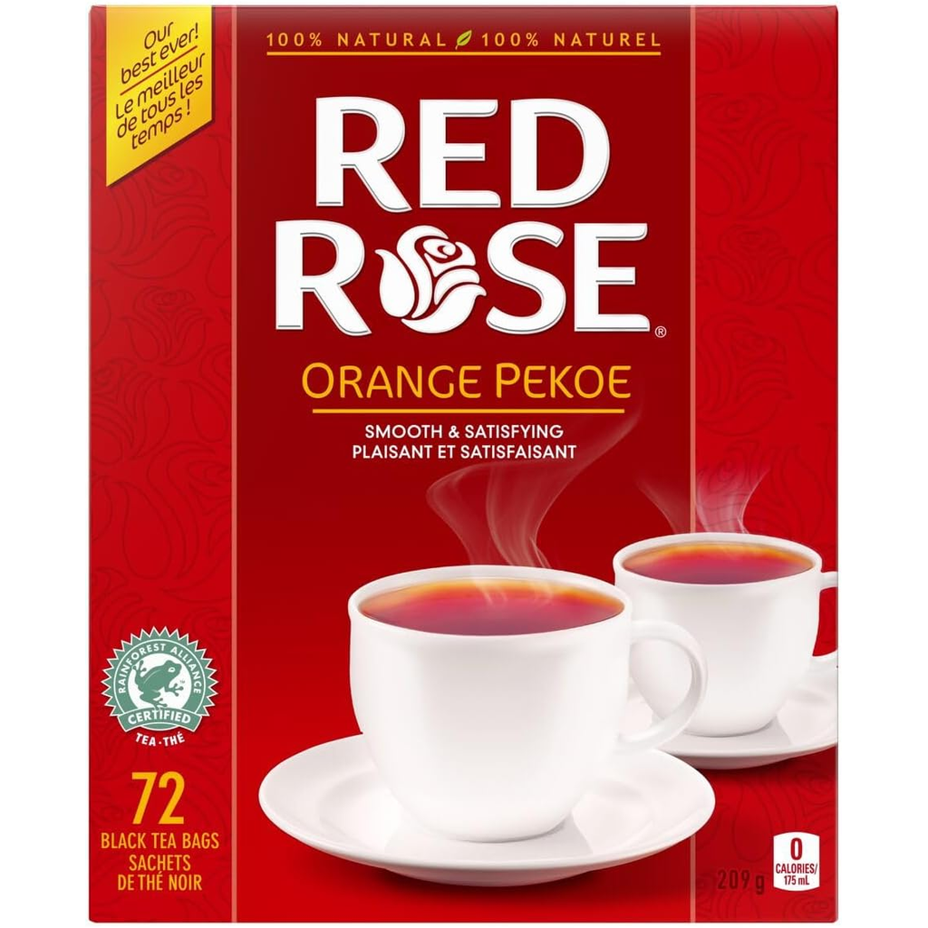 Red Rose Tea Orange Pekoe 72 Count Premium Black Tea - Fresh from Canada