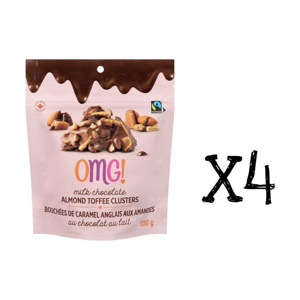 OMG's Milk Chocolate Almond Toffee Clusters 100 x 4 bags Canadian Omg