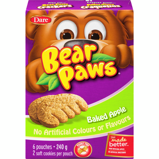 Dare Bear Paws, Baked Apple Soft Cookies, 270g/9.5oz., {Imported from Canada}