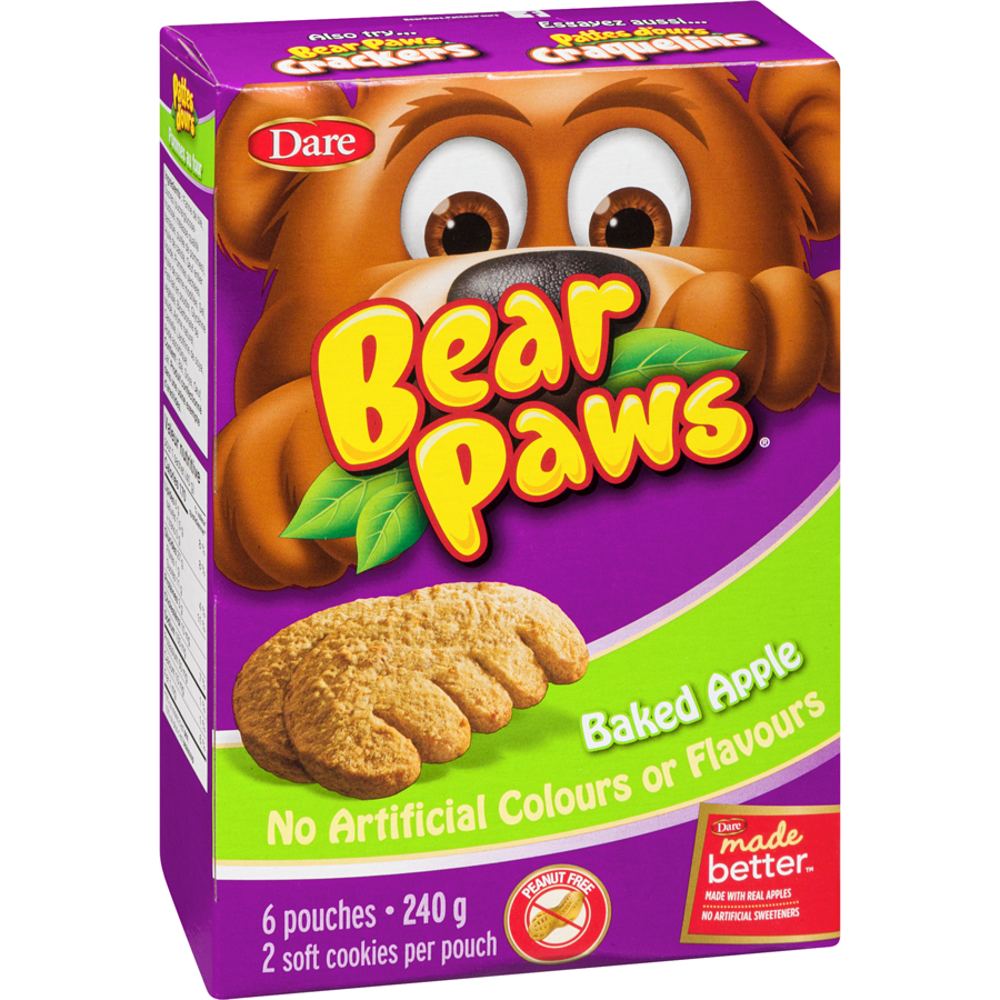 Dare Bear Paws, Baked Apple Soft Cookies, 270g/9.5oz., {Imported from Canada}