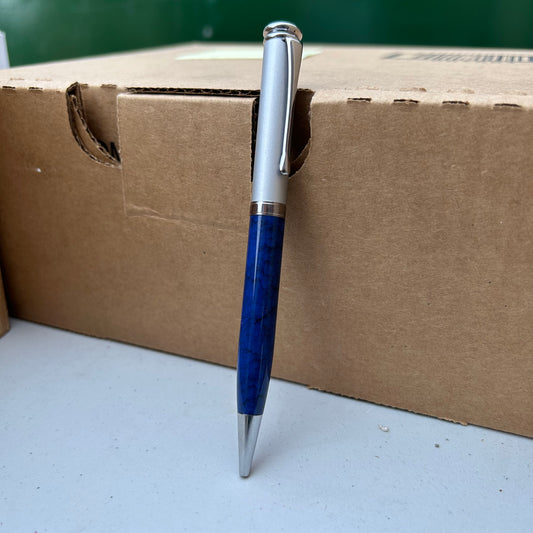 Pen with blue marble design