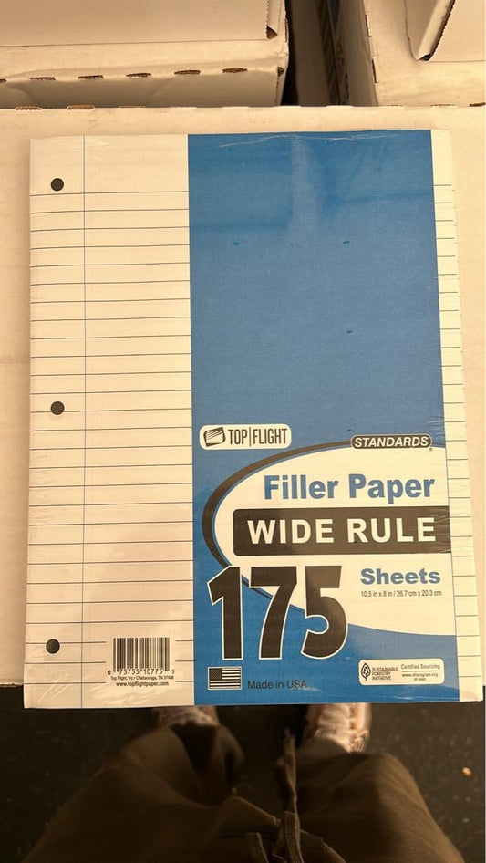 Filler paper wide rule