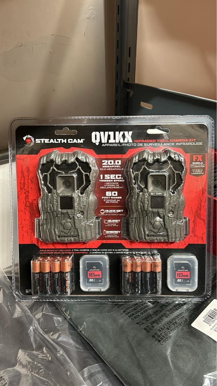 Stealth Cam QV1K Batteries & Cards Trail/Game Camera Combo, 20MP, 2-Pk