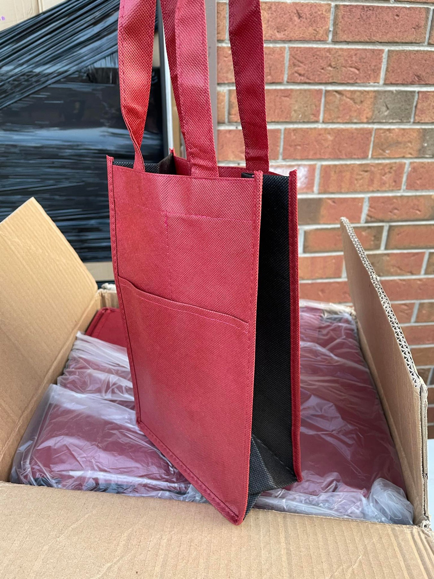 Red Bottle Handle Bag