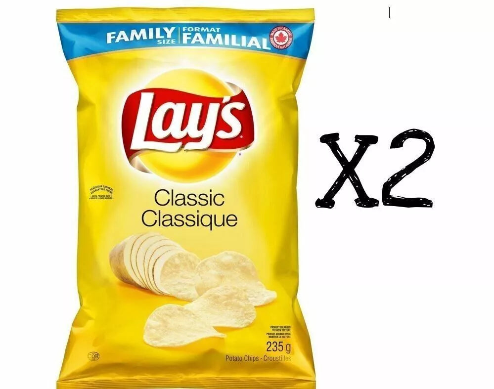 Lays Classic Regular Chips Large Family Size 235g x2 Bags From Canada Fresh New