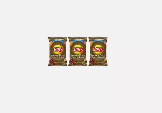 3 Bags Lays Smokey Bacon Chips LARGE Family 235g From Canada FRESH & DELICIOUS!